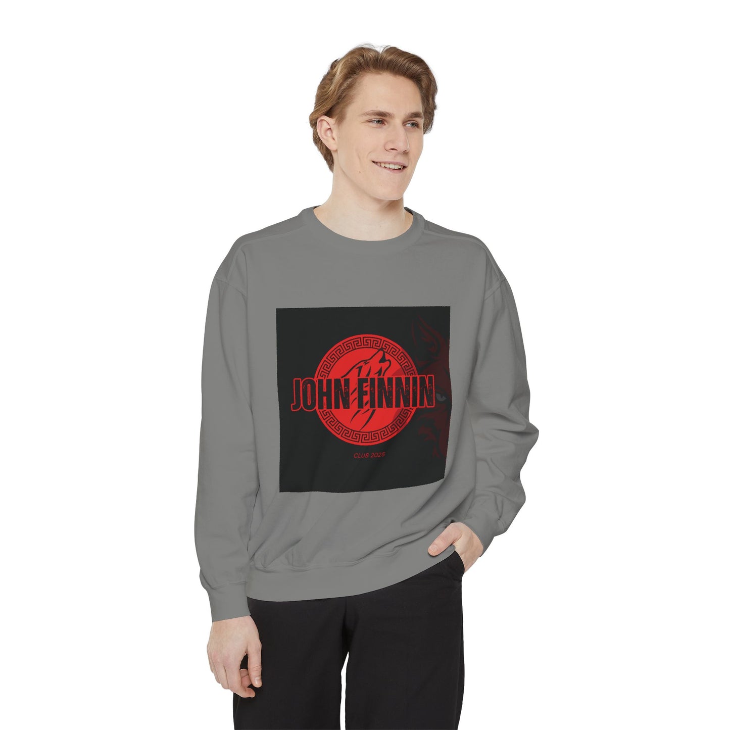Unisex Garment-Dyed Sweatshirt - John Finnin Graphic Print - Cozy Apparel for Everyday Wear