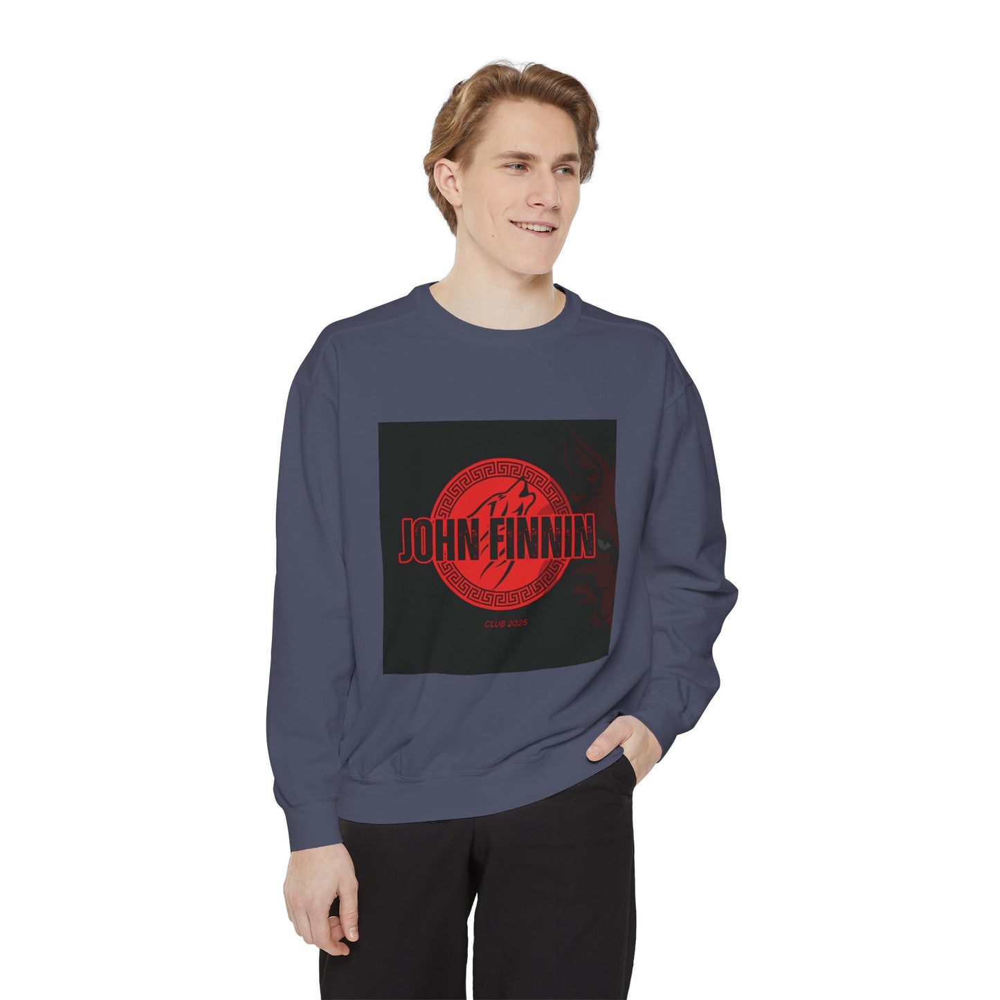 Unisex Garment-Dyed Sweatshirt - John Finnin Graphic Print - Cozy Apparel for Everyday Wear