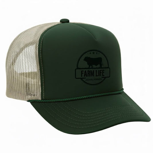 John Finnin Trucker hat polyester high crown  Farm life