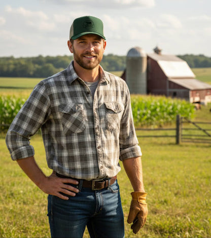 John Finnin Trucker hat polyester high crown  Farm life