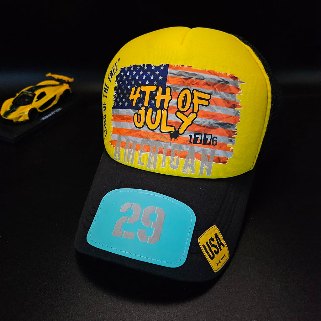 4th of July' John finnin trucker hat reinforced Hard Brim